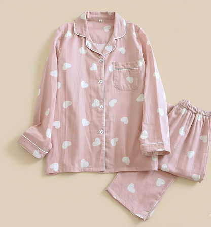 Hartjes Dames Pyjama Set – Zachte Twee-delige Loungewear