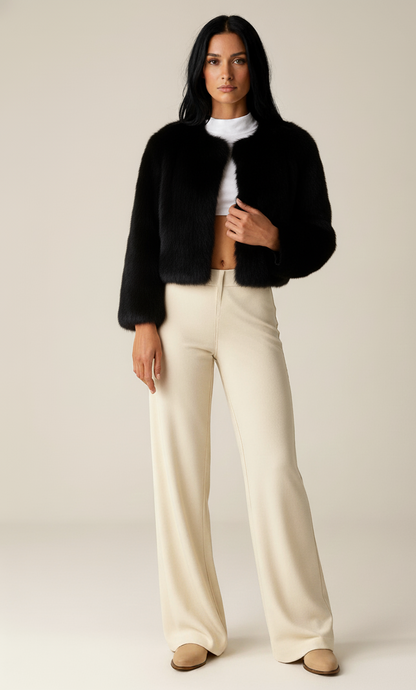 Korte Bontlook Jas ZachtLuxe – Elegante imitatiebontjas voor dames