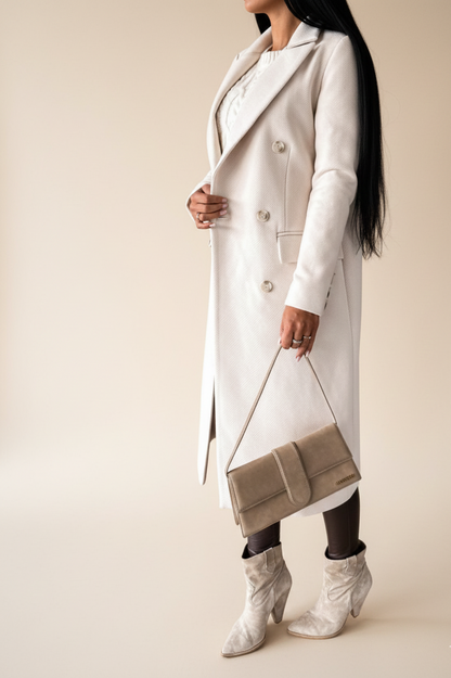 Lange Wollen Mantel Dames – Elegante Stadsmantel Luna Lijn