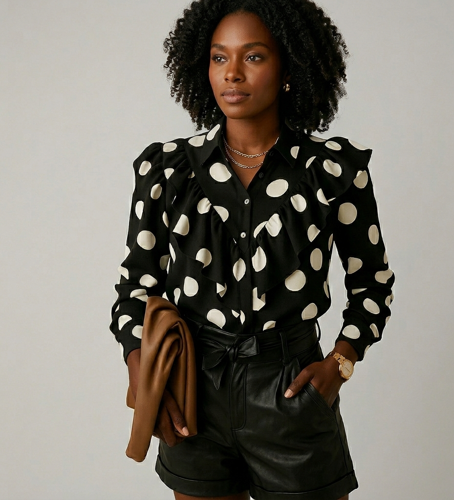 Veloura Elegante Dames Blouse met V-Hals en Ruches