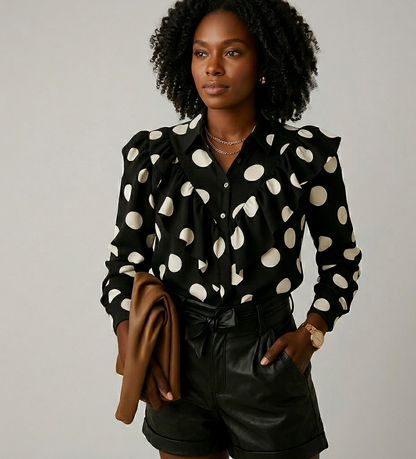Veloura Elegante Dames Blouse met V-Hals en Ruches