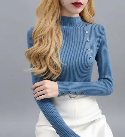 Warme dames coltrui met zachte stretch en elegante pasvorm