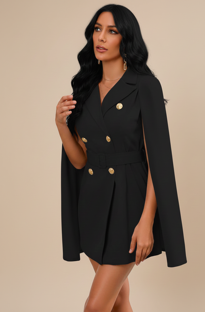 Goudaccent Cape Blazerjurk Dames – Elegante Statement Jurk