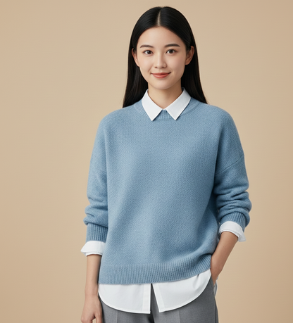 Zachtlijn Gebreide Damestrui – Relaxte Basis Trui voor Elke Dag