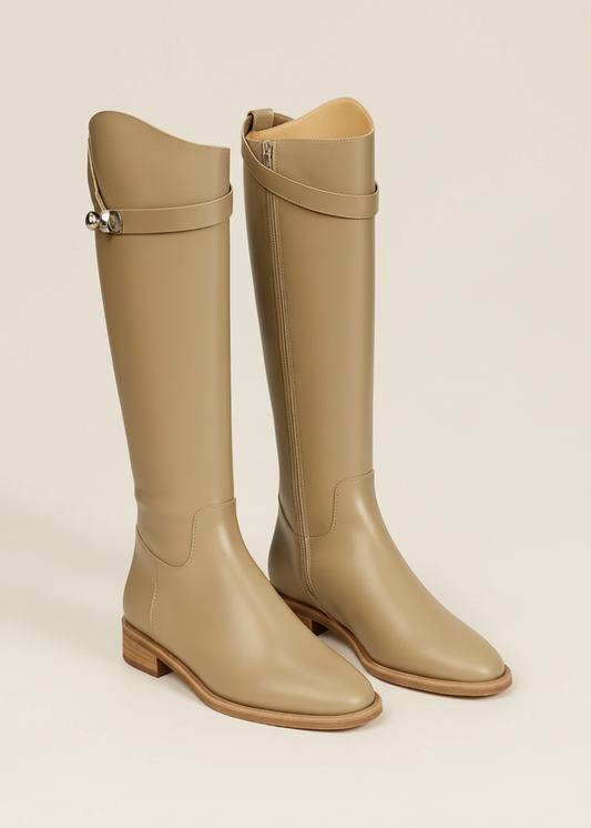 Luxe Dames Kniehoge Laarzen Elara – Elegante Gespsluiting