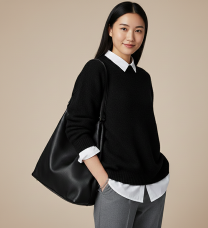 Zachtlijn Gebreide Damestrui – Relaxte Basis Trui voor Elke Dag