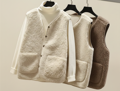 Warme Dames Bodywarmer Zachtlaag met Knoopsluiting en Zakken