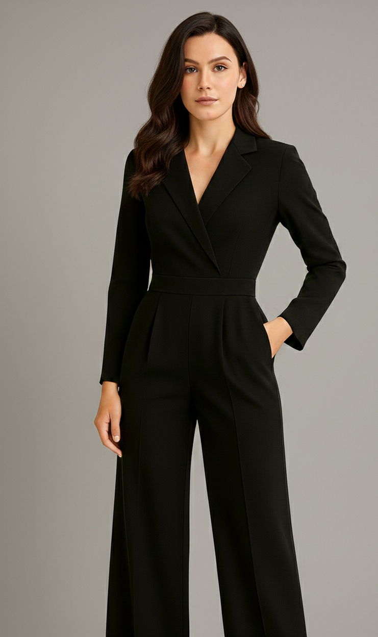 Zaanlijn Elegante Dames Jumpsuit met Elastische Taille en V-Hals