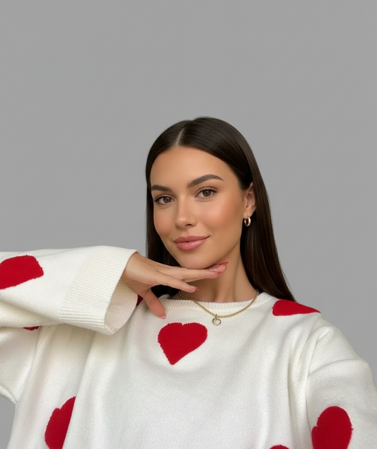 Valina damestrui met hartjesprint en oversized pasvorm katoen