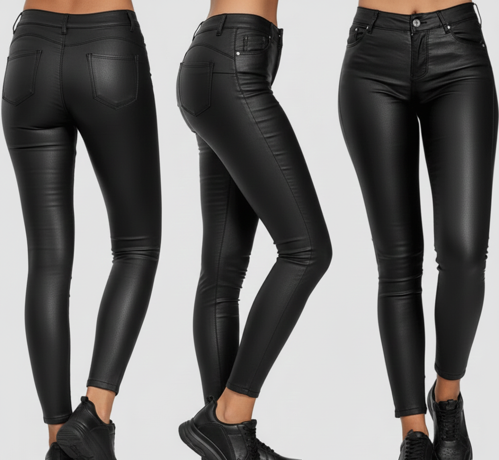 Nova Leatherlook Skinny Broek voor Dames met Stretch Pasvorm