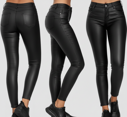 Nova Leatherlook Skinny Broek voor Dames met Stretch Pasvorm