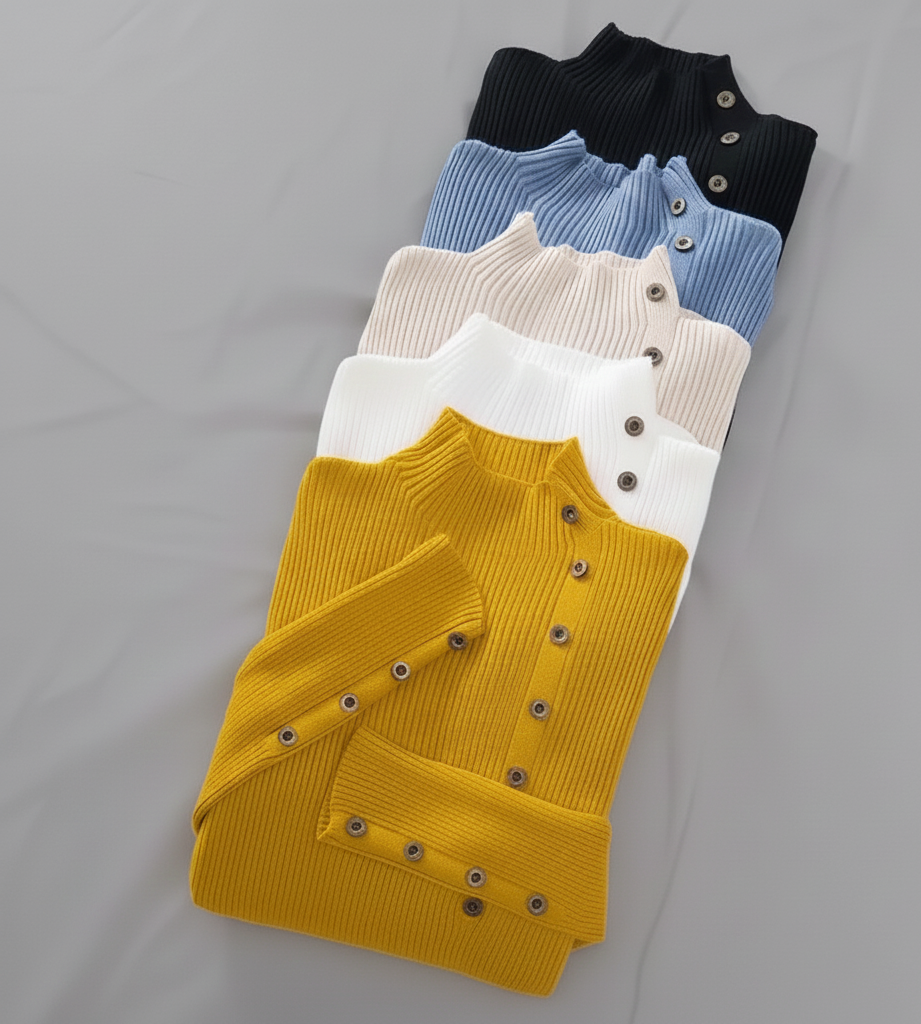 Warme dames coltrui met zachte stretch en elegante pasvorm