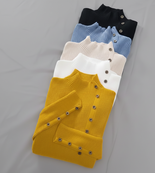 Warme dames coltrui met zachte stretch en elegante pasvorm