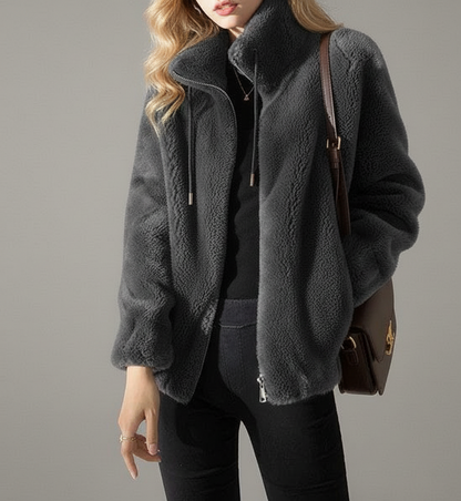 Noëlle Dames Fluwelen Winterjas met Hoge Kraag en Comfort