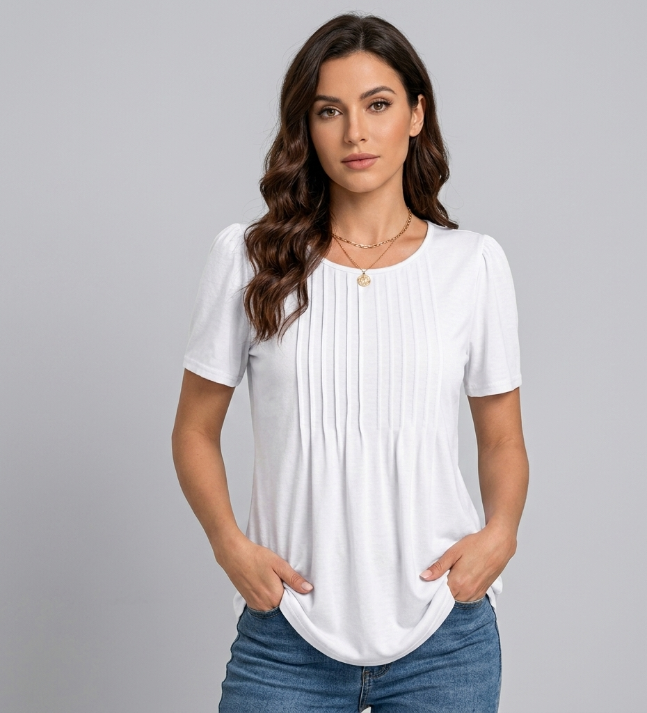 Nova Casual Dames T-Shirt met Losse Pasvorm en Ronde Hals