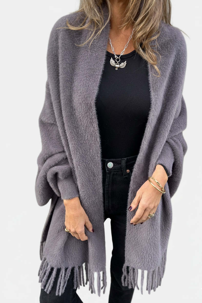 Sneeuwvlinder – Warme lange damesjas met kwastjes