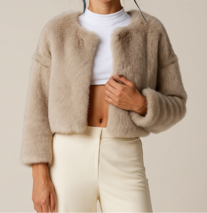 Korte Bontlook Jas ZachtLuxe – Elegante imitatiebontjas voor dames