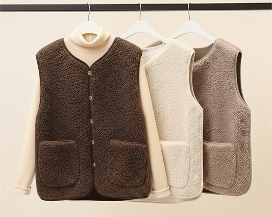 Warme Dames Bodywarmer Zachtlaag met Knoopsluiting en Zakken