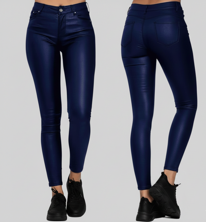 Nova Leatherlook Skinny Broek voor Dames met Stretch Pasvorm