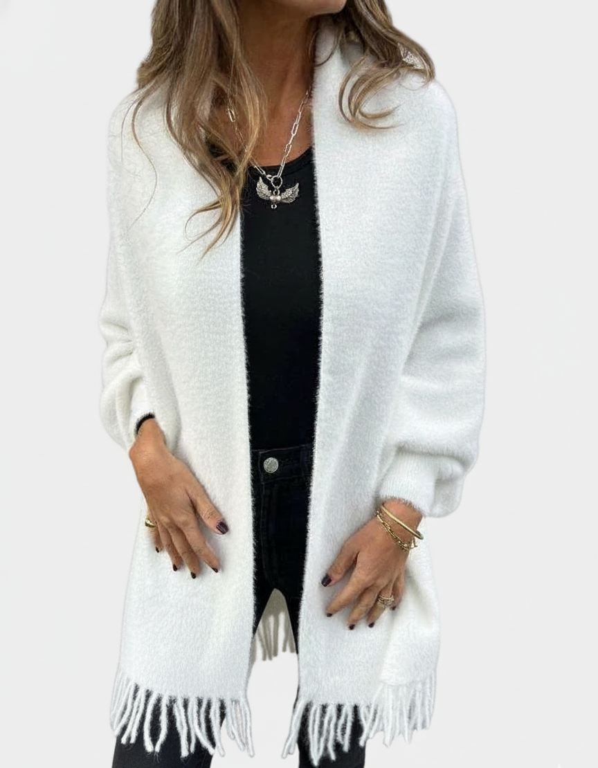 Sneeuwvlinder – Warme lange damesjas met kwastjes