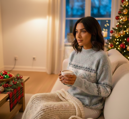 Dames Wintertrui met Scandinavisch Sneeuwvlokpatroon en Relaxed Fit