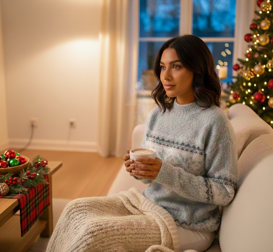 Dames Wintertrui met Scandinavisch Sneeuwvlokpatroon en Relaxed Fit