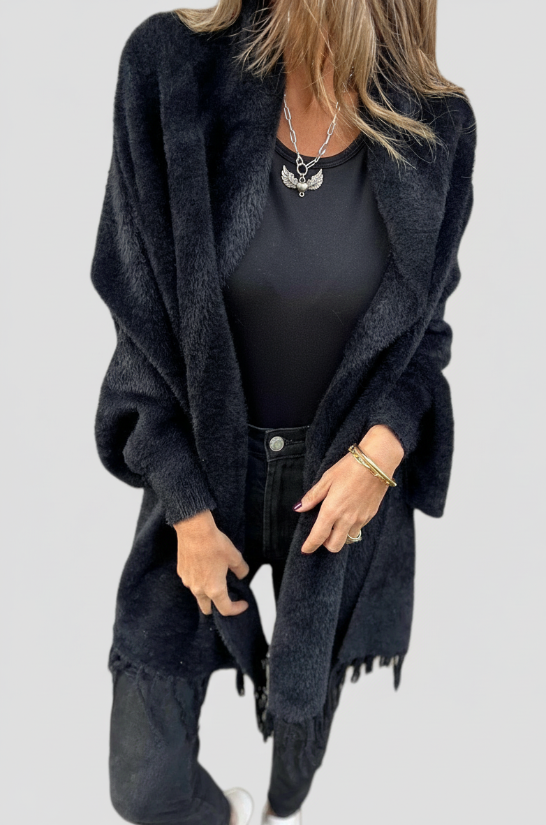 Sneeuwvlinder – Warme lange damesjas met kwastjes