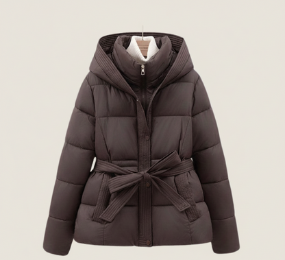 FrostLijn Gewatteerde Damesparka met Tailleceintuur – Warme Winterjas