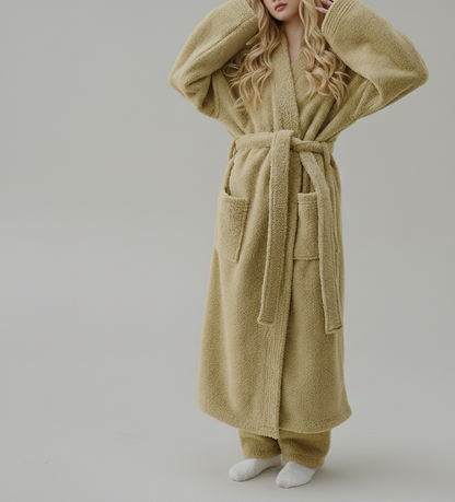 CozyKim Dames Badjas van Dikke Fleece – Warm en Luxe Comfort