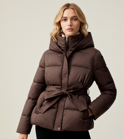 FrostLijn Gewatteerde Damesparka met Tailleceintuur – Warme Winterjas