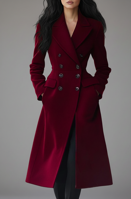 Lange Wollen Damesmantel – Elegante Wintermantel met Reverskraag