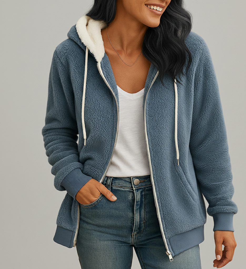 Veurig Lange Fleece Damesvest met Capuchon voor Extra Warmte