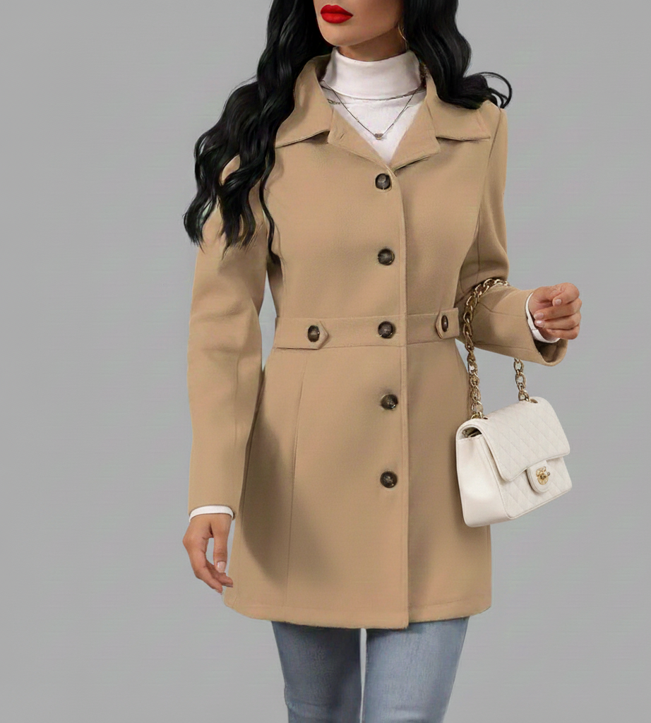 Celeste Elegance Damesjas – Luxe middellange jas met knopen voor dames