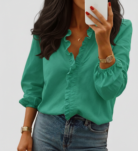 RucheElegance elegante damesblouse met verfijnde ruches