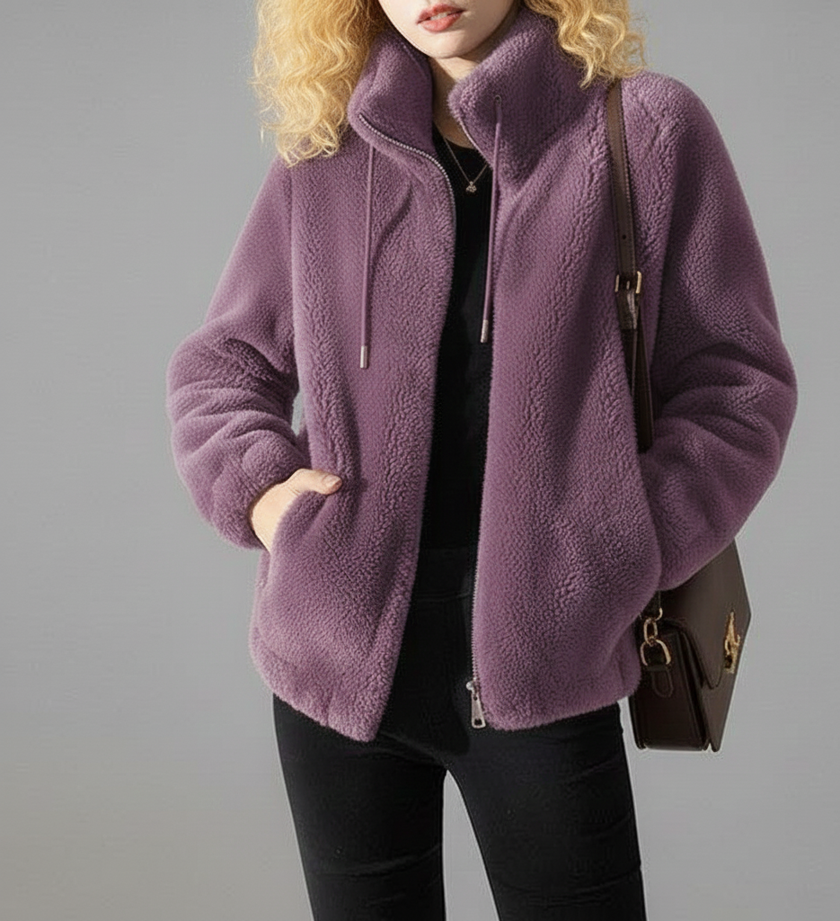 Noëlle Dames Fluwelen Winterjas met Hoge Kraag en Comfort