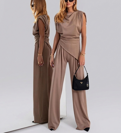 Elvaré dames tweedelige set met wijde broek elegante outfit