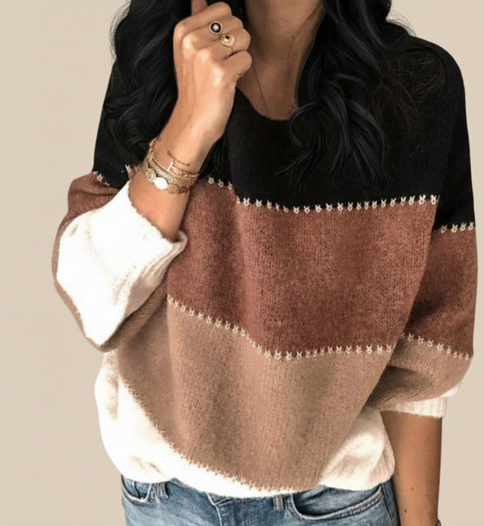Zachtvallende Gebreide Damestrui met Relaxte Pasvorm voor Herfst