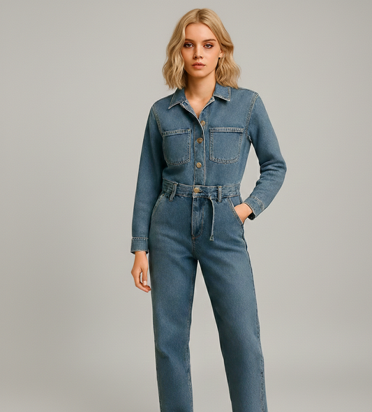 Dames Denim Jumpsuit Alvéra – Rechte Pijpen en Casual Chic