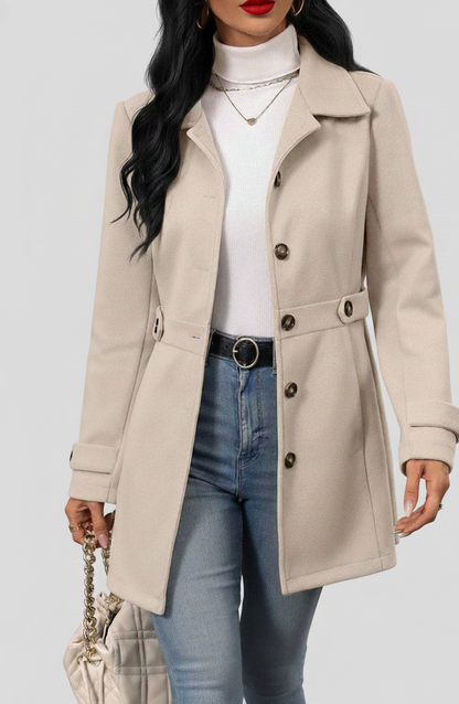 Celeste Elegance Damesjas – Luxe middellange jas met knopen voor dames