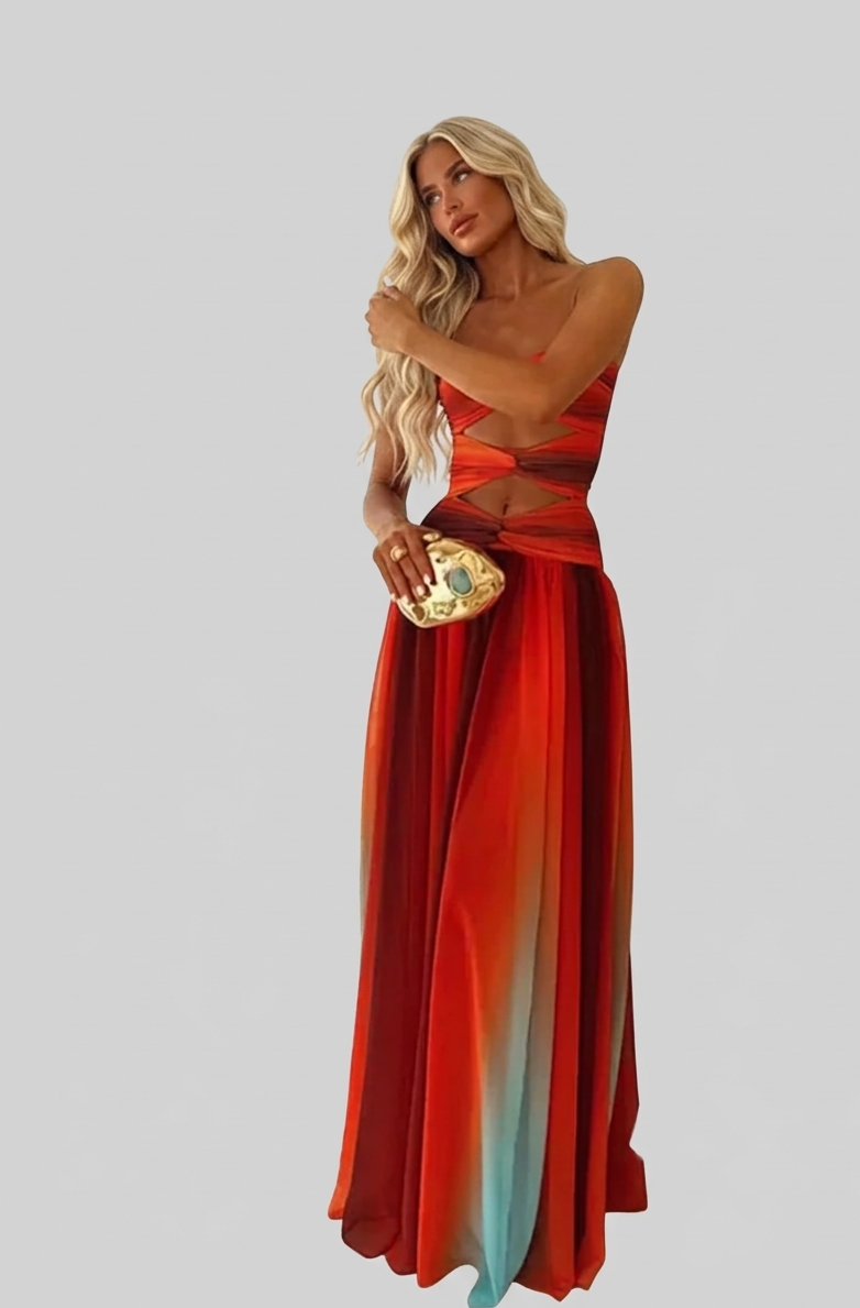 Zafira Maxi Jurk Dames Met Cut-Outs en Bandeau-Top Zomerstijl