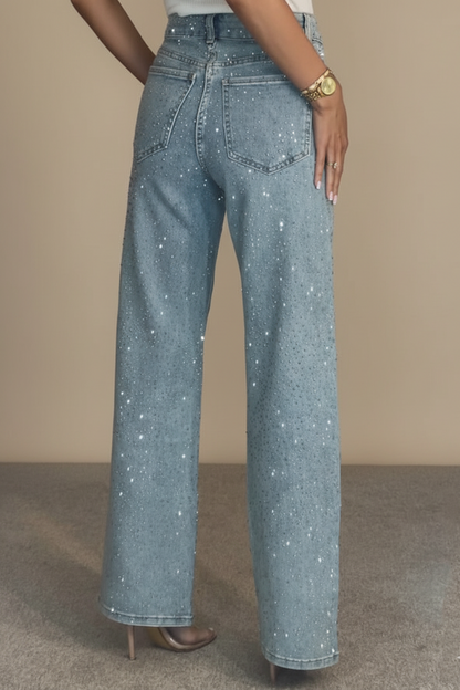 Sabine Glitterende Damesjeans met Hoge Taille – Slim Fit