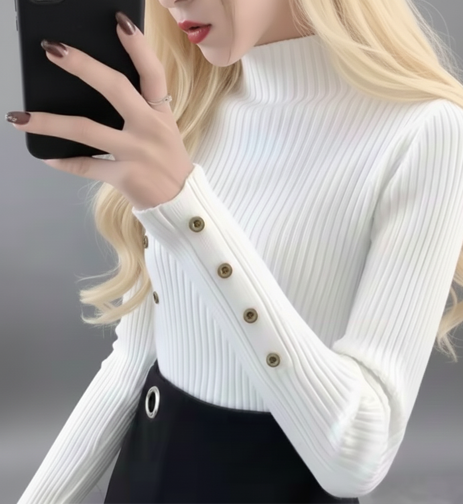 Warme dames coltrui met zachte stretch en elegante pasvorm