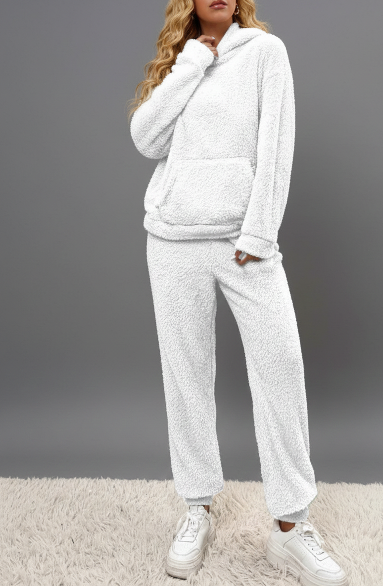Zachte Teddy Huispak Dames – Warme Hoodie & Comfortbroek Set