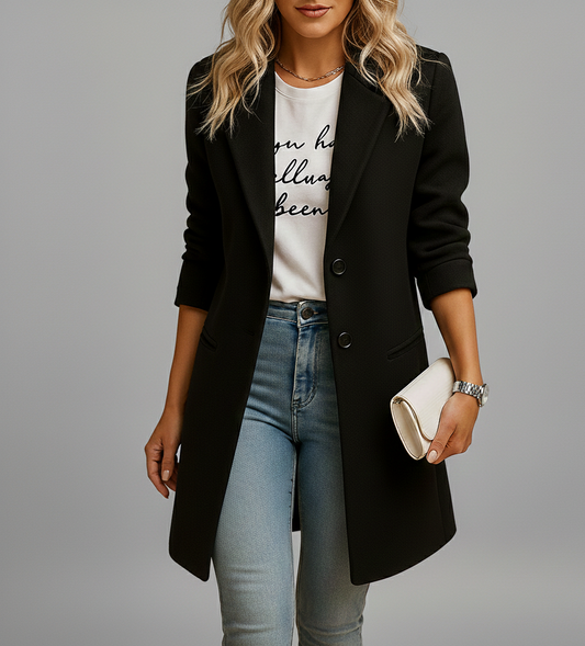 Elegante Halflange Dames Mantel “Elin” – Licht Getailleerd