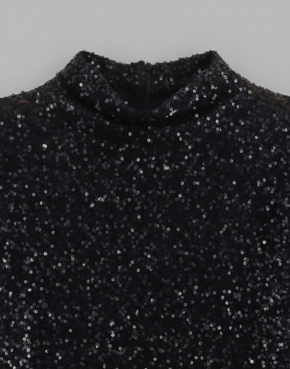 Aurora Schoudervulling Pailletten Mini Jurk voor Feestelijke Avonden