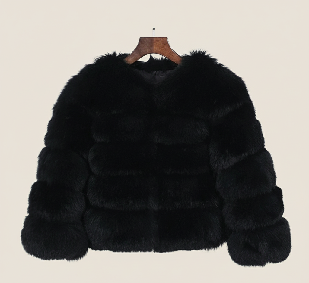 Luxe Cropped Winterjas Dames met Glamoureus Imitatiebont