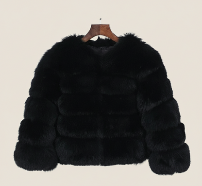 Luxe Cropped Winterjas Dames met Glamoureus Imitatiebont