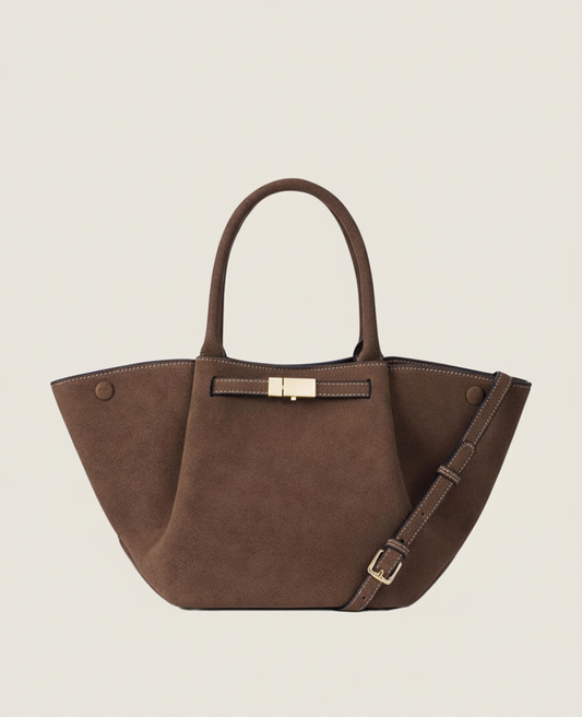 Selora suède dameshandtas met schouderriem en elegante sluiting