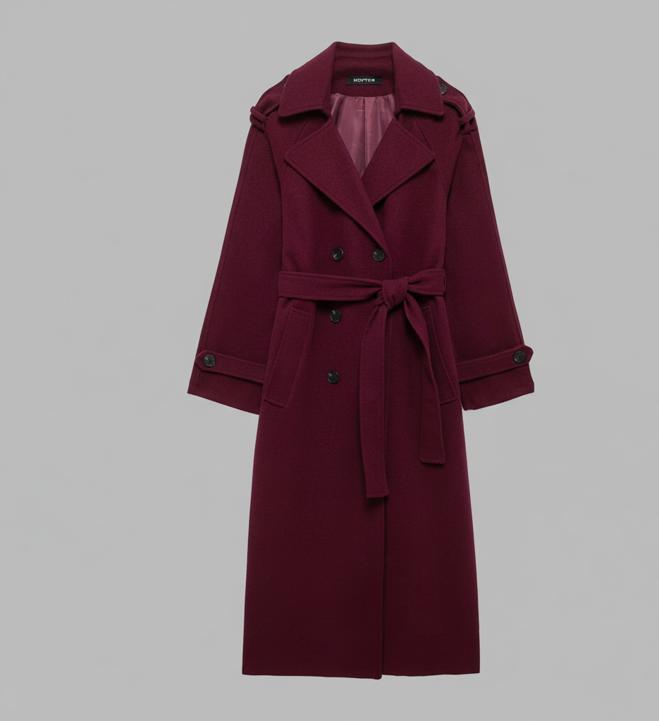 Elegante Bordeaux Winterjas Valenza – Getailleerde Dames Jas