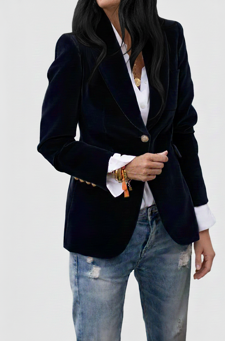 Elvara Fluwelen Damesblazer met Tijdloze Pasvorm